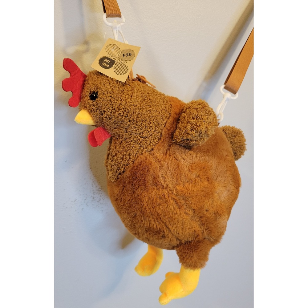 Contempo NWT Plush Chicken Crossbody Bag Furry Hen Novelty Shoulder Purse AC050